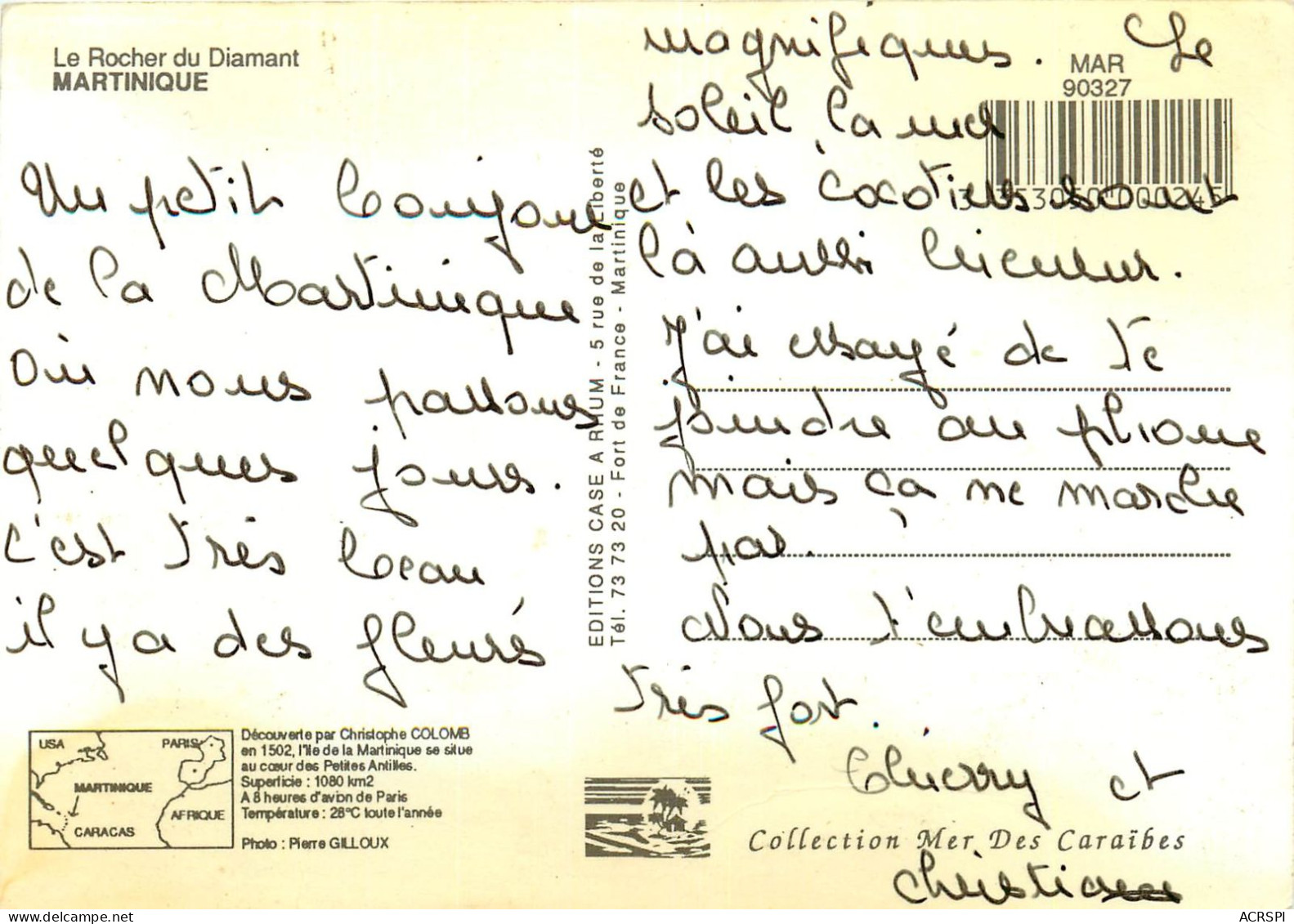 MARTINIQUE Le Rocher Du Diamant Ed Case à Rhum (scan Recto-verso) Ref 1010 - Autres & Non Classés