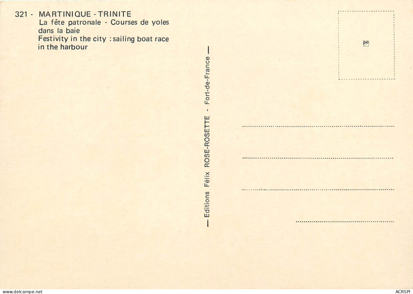 MARTINIQUE   La Fete Patronale Courses De Yoles Dans La Baie  ( Recto-verso) Ref 1007 - La Trinite