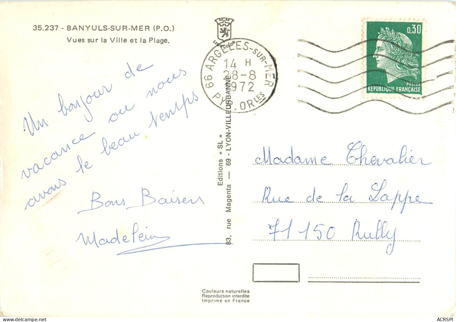 BANYULS-sur-MER, Vues Sur La Ville Et La Plage (scan Recto-verso) Ref 1041 - Banyuls Sur Mer
