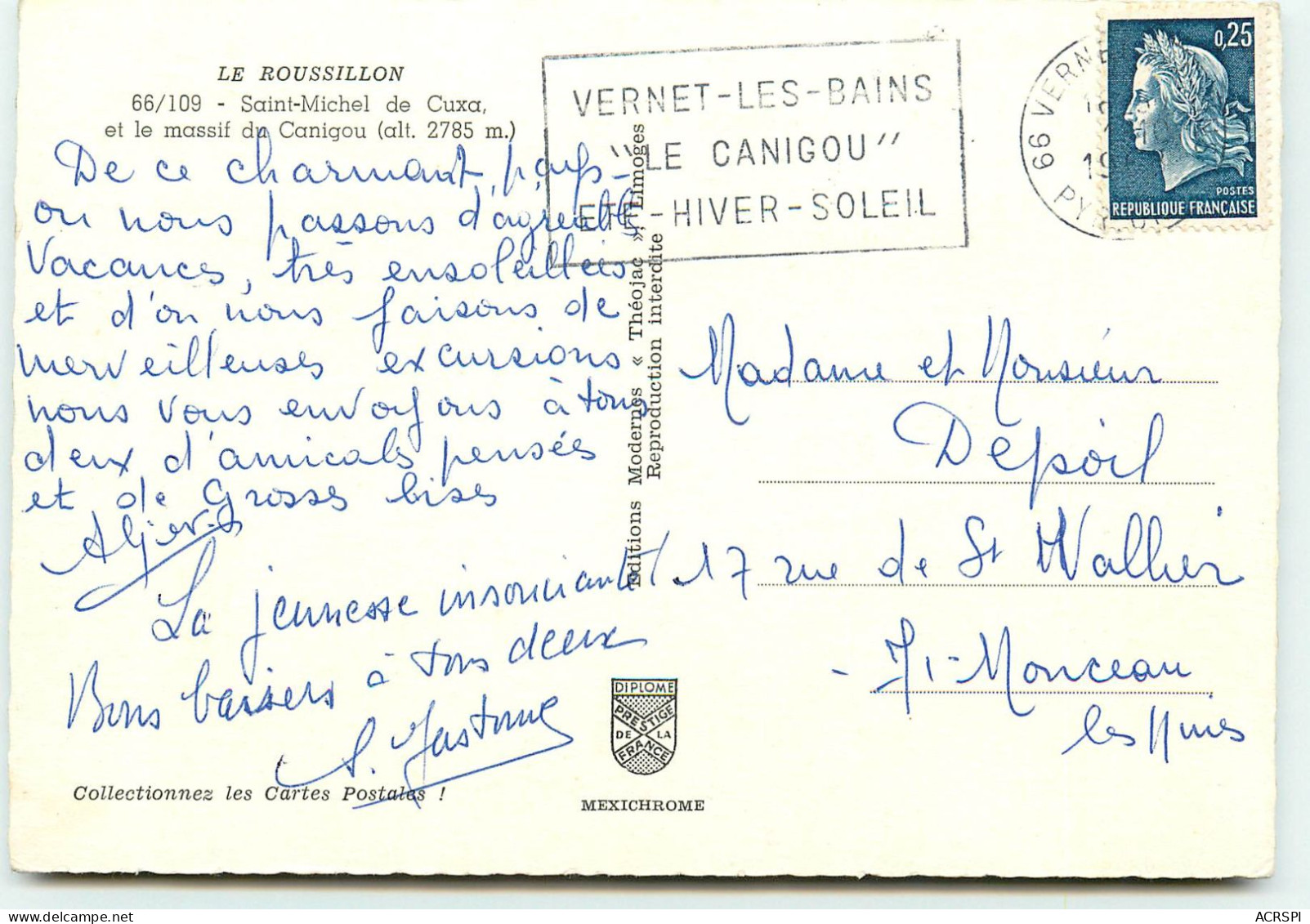 ROUSSILLON, St-Michel-de-Cuxa, Et Le Massif Du Canigou (scan Recto-verso) Ref 1041 - Roussillon