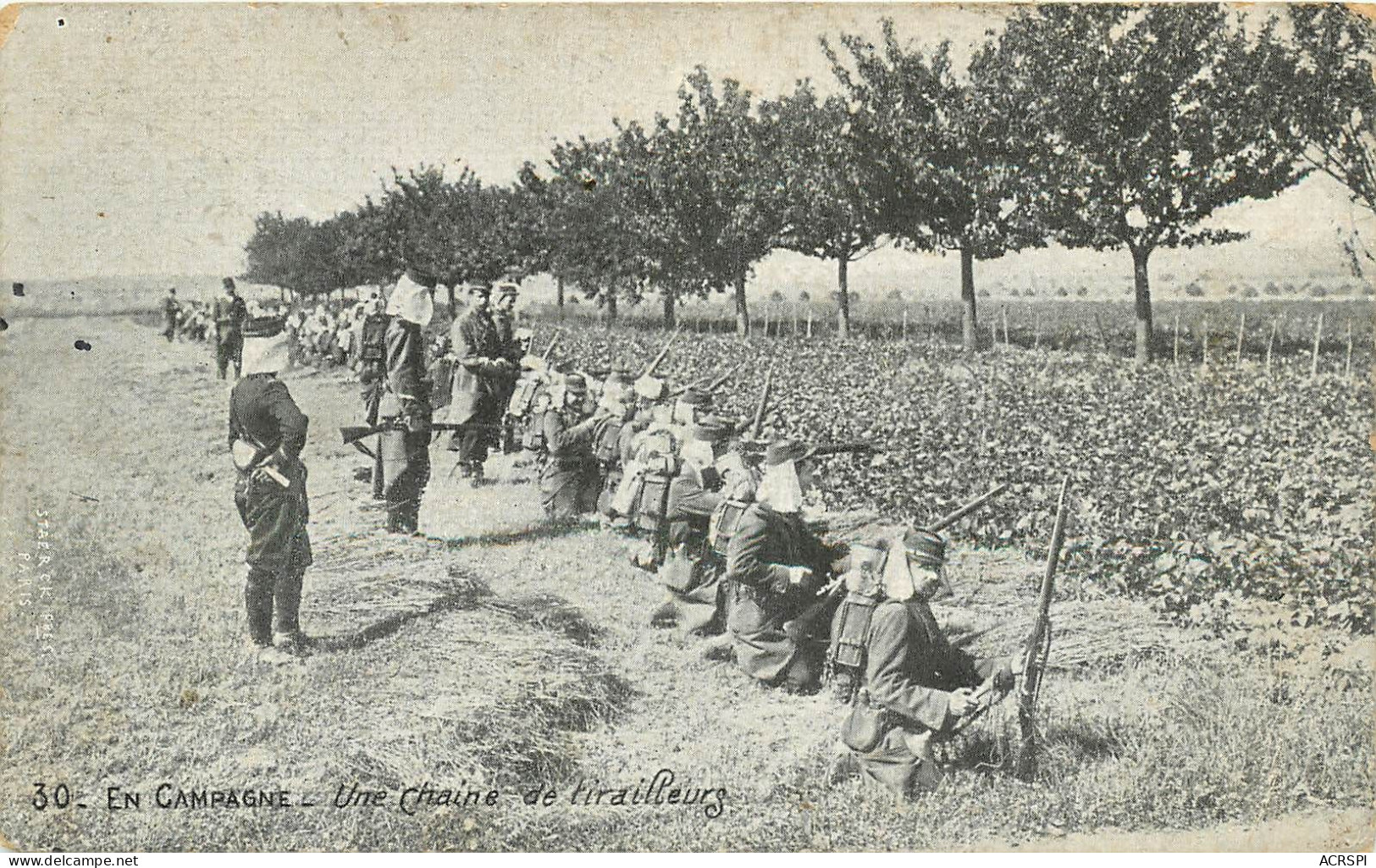 En Campagne. Une Chaine De Tirailleurs (scan Recto-verso) Ref 1028 - Regimientos