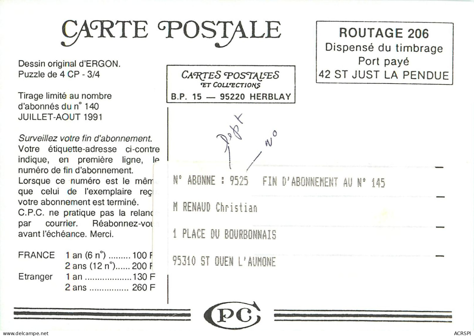 Ergon, Puzzle De 4 CP  (scan Recto-verso) Ref 1026 - Ergon