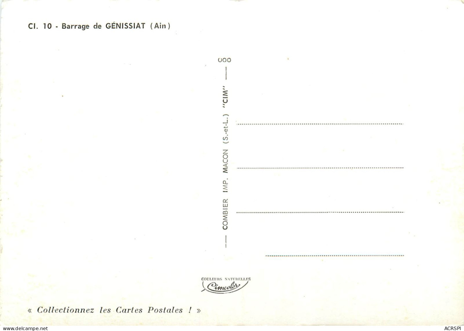 BARRAGE DE GENISSIAT  (scan Recto-verso) Ref 1061 - Génissiat