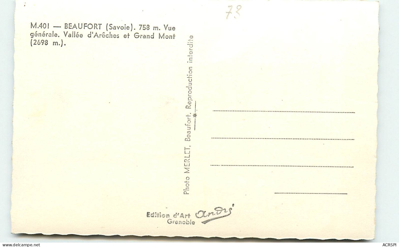 BEAUFORT Vallée D'arêche Et Grand Mont (scan Recto-verso) Ref 1053 - Beaufort