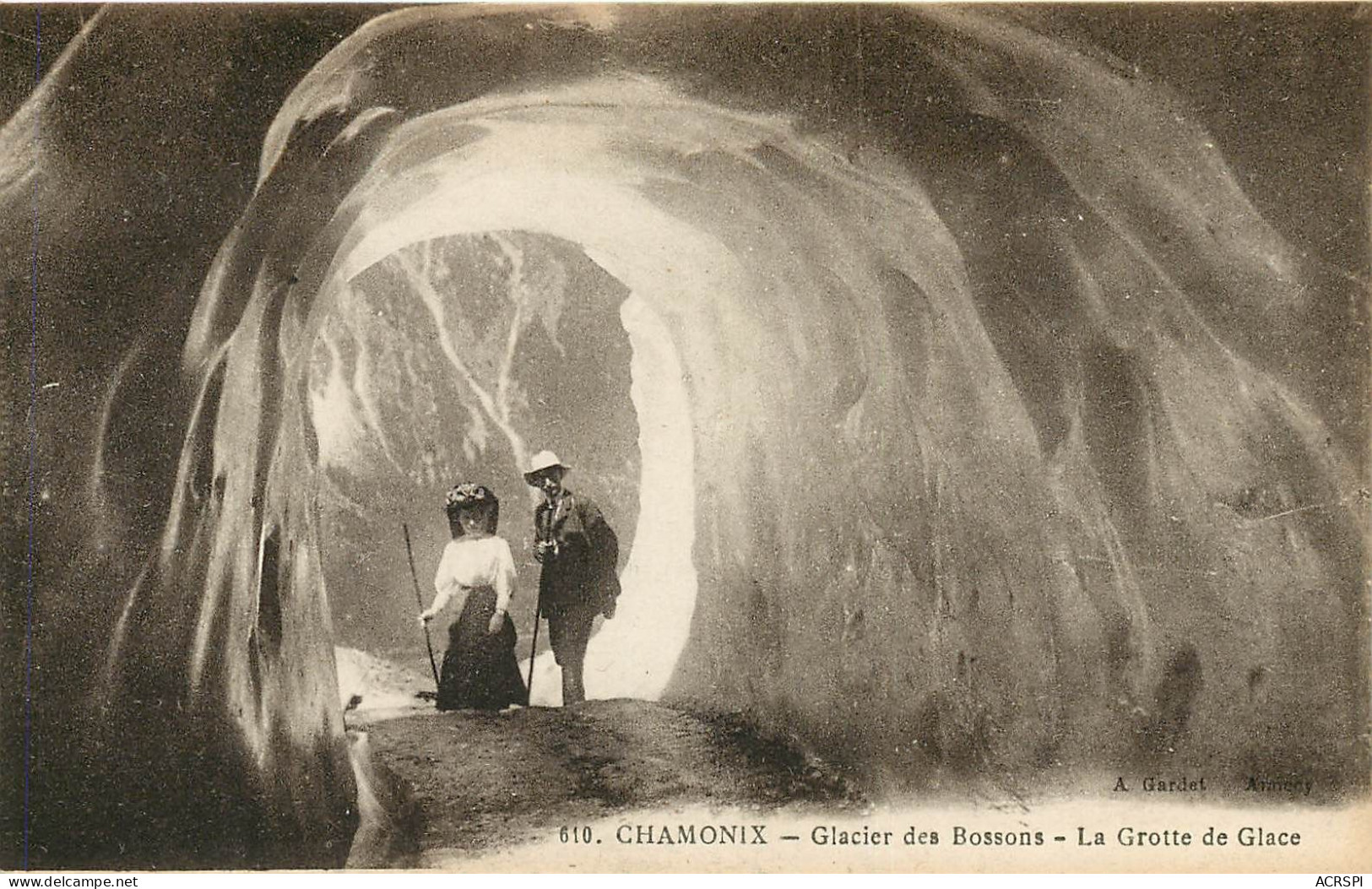CHAMONIX Glacier Des Bossons, La Grotte De Glace (scan Recto-verso) Ref 1054 - Chamonix-Mont-Blanc