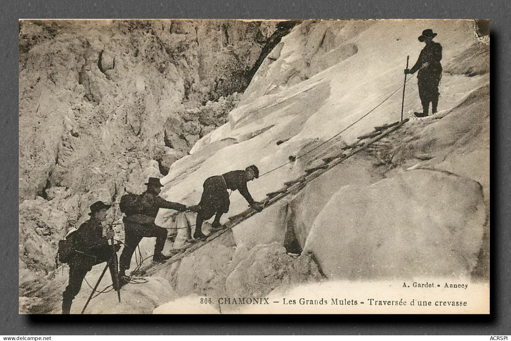CHAMONIX Les Grands Mulets, Traversée D'une Crevasse (scan Recto-verso) Ref 1054 - Chamonix-Mont-Blanc
