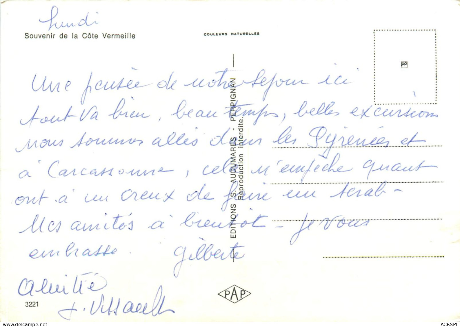 PERPIGNAN, Souvenir De La Côte Vermeille  (scan Recto-verso) Ref 1046 - Perpignan