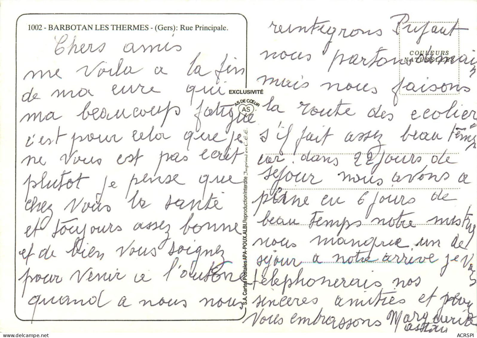 BARBOTAN Les THERMES Rue Principale (scan Recto-verso) Ref 1095 - Barbotan