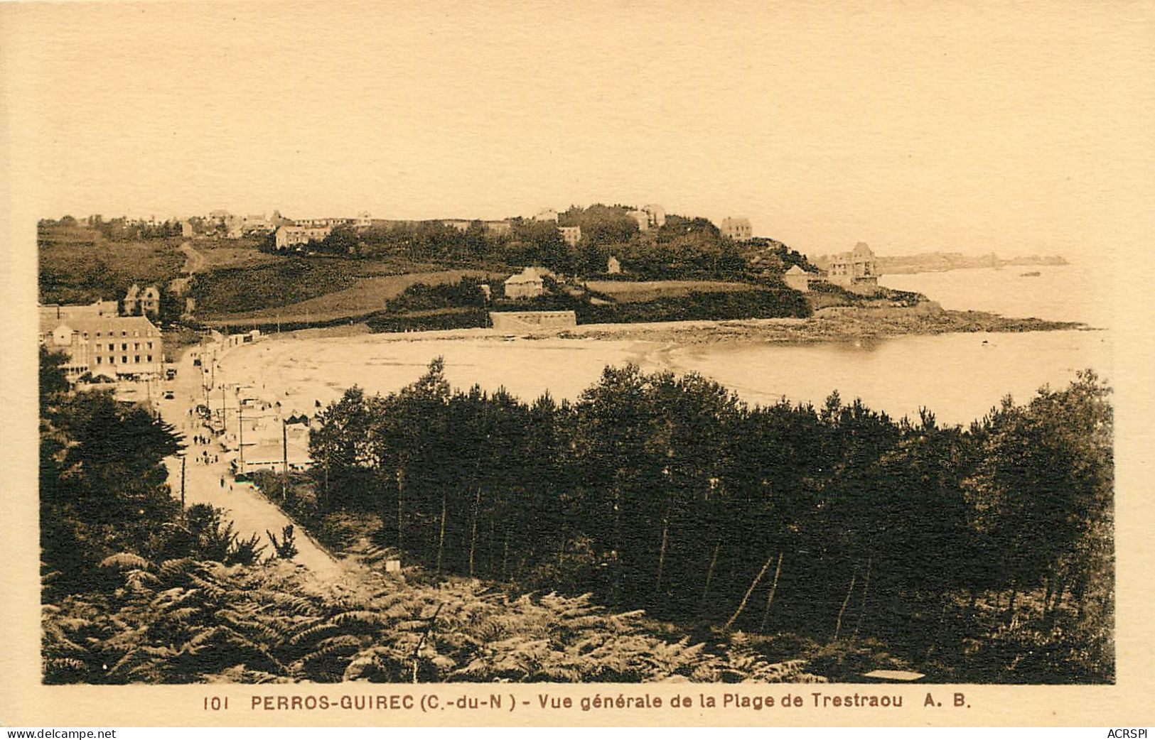 PERROS GUIREC Vue Generale De La Plage De Trestraou (scan Recto-verso) Ref 1084 - Perros-Guirec