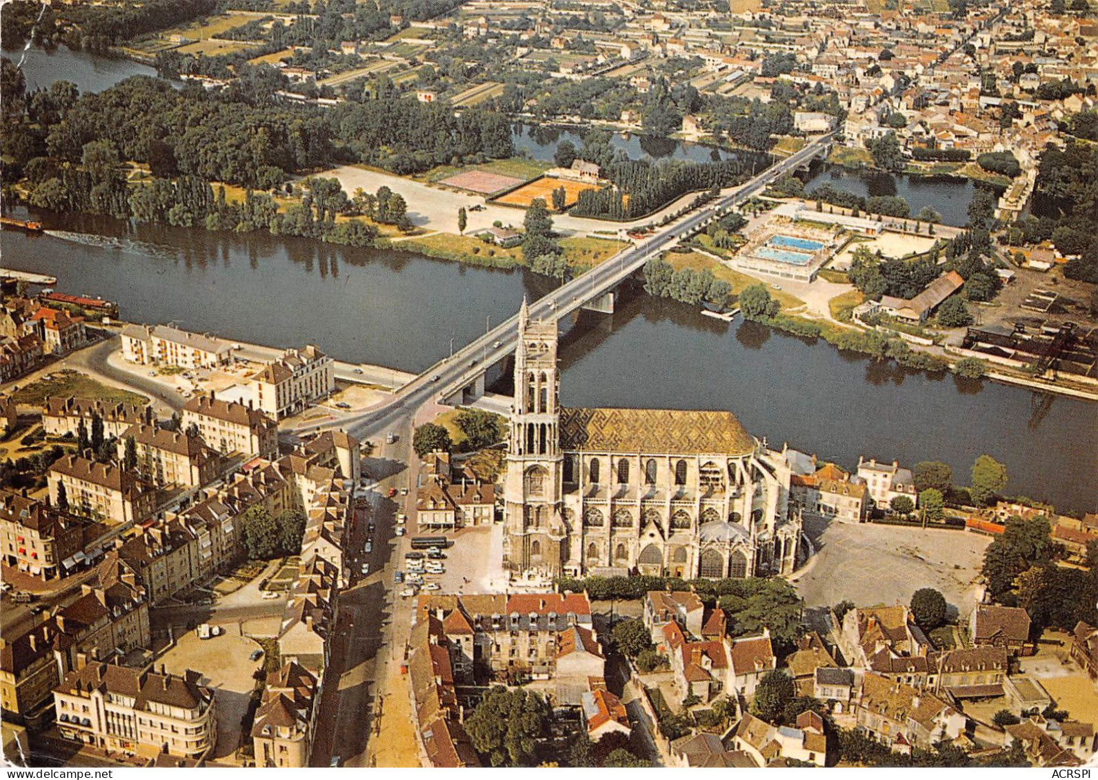 78  Mantes-la-Jolie  La Collégiale Et Les Ponts Sur La Seine      (Scan R/V) N°   1   \PP1099Vic - Mantes La Jolie