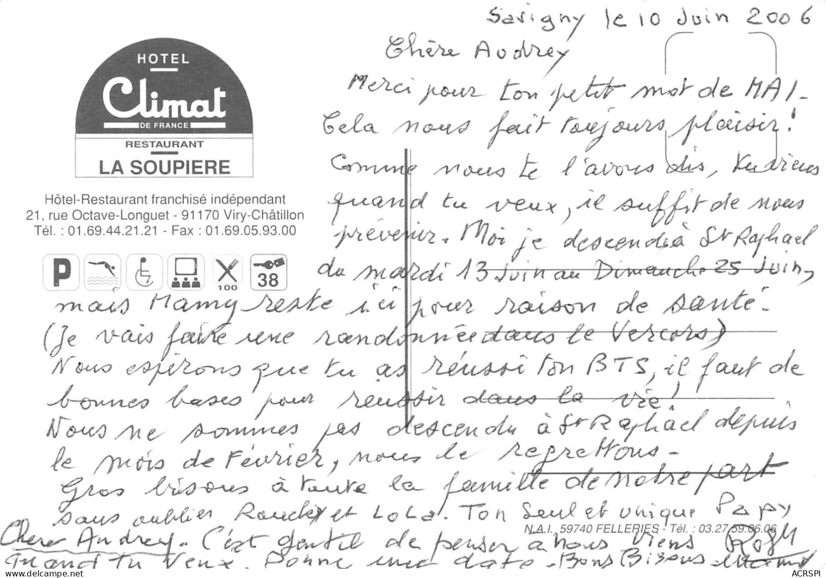 91 VIRY-CHATILLON  La Soupierre Hotel Restaurant Piscine Rue Octave-Longuet   (Scan R/V) N°   60   \PP1099Und - Viry-Châtillon