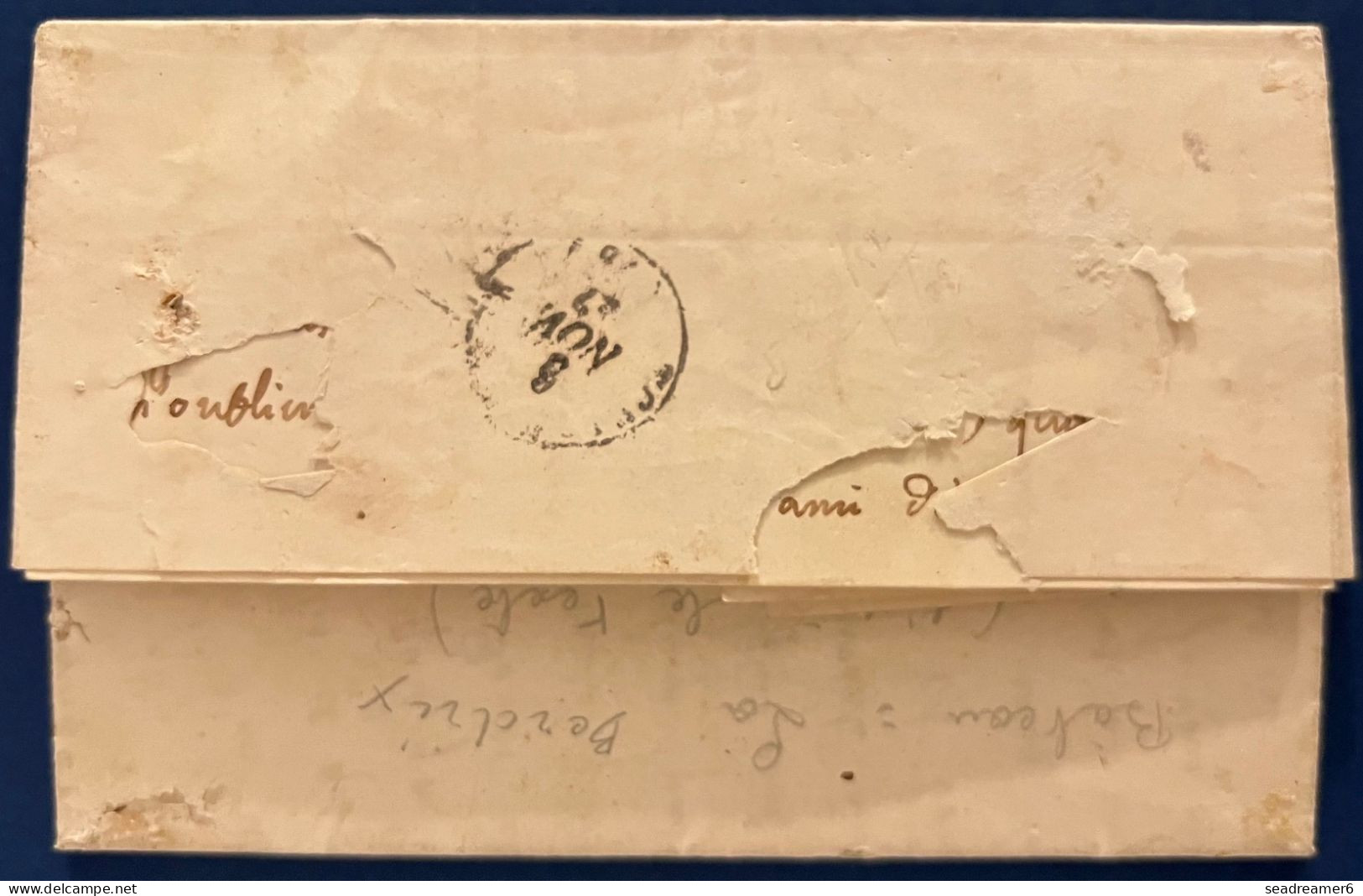 Lettre 30 Oct 1847  La SPEZZIA Par Le Bateau "LE BERDRIX" Au Depart Pour TOULON Entrée Dateur Rouge  " OUTREMER TOULON " - Poste Maritime