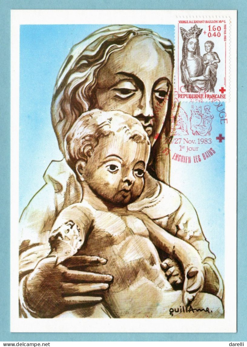 Carte Maximum 1983 - Croix Rouge 1983 : La Vierge à L'enfant YT 2295 - 95 Enghien Les Bains - 1980-1989