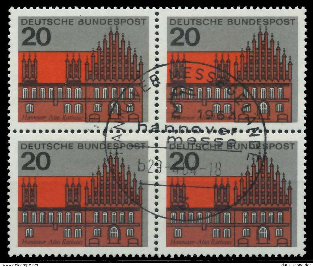 BRD 1964 Nr 416 Zentrisch Gestempelt VIERERBLOCK X7EB07A - Oblitérés