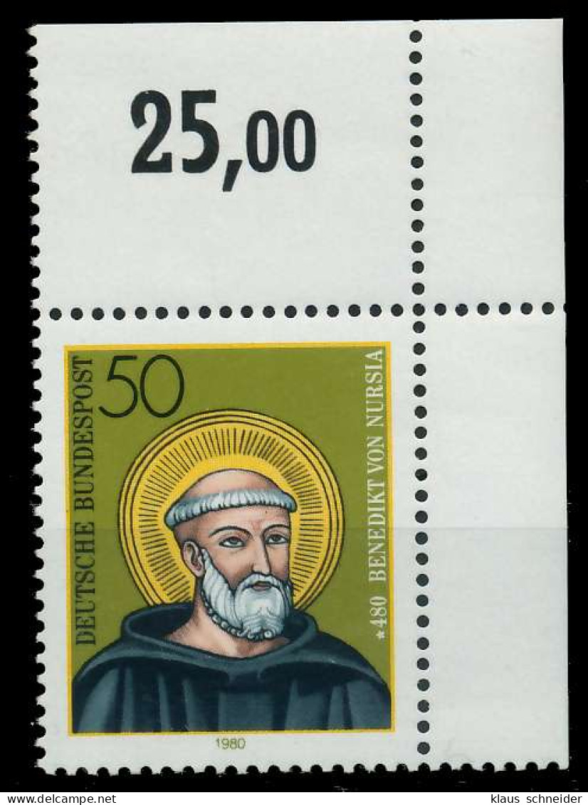 BRD BUND 1980 Nr 1055 Postfrisch ECKE-ORE X80BE9E - Unused Stamps