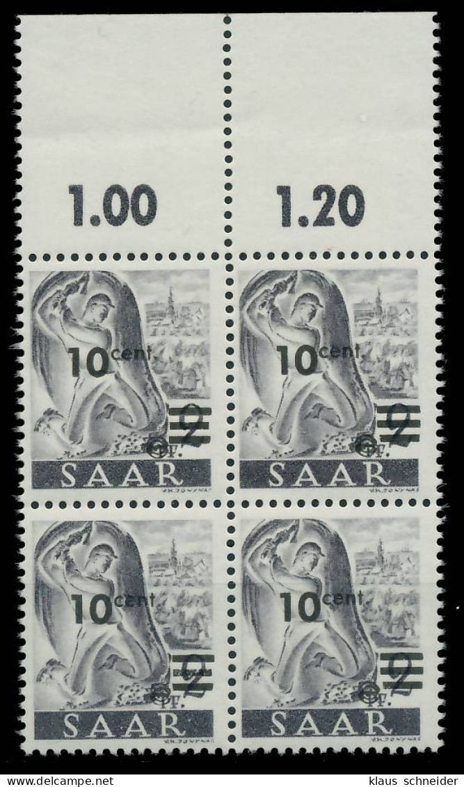 SAARLAND 1947 Nr 226ZII Postfrisch VIERERBLOCK ORA X81AFDA - Unused Stamps