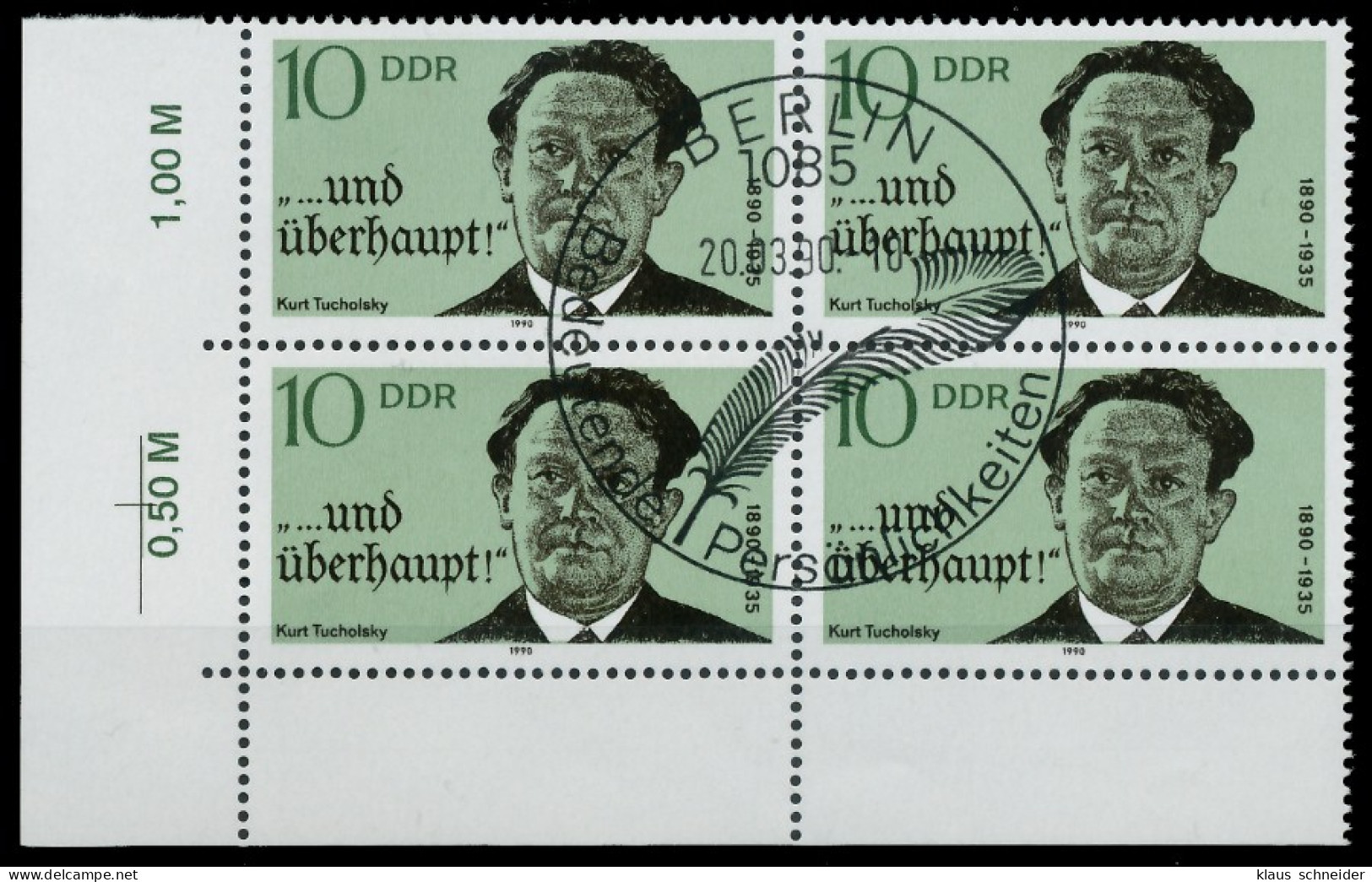 DDR 1990 Nr 3321 ESST Zentrisch Gestempelt VIERERBLOCK ECKE- X04B56E - Used Stamps