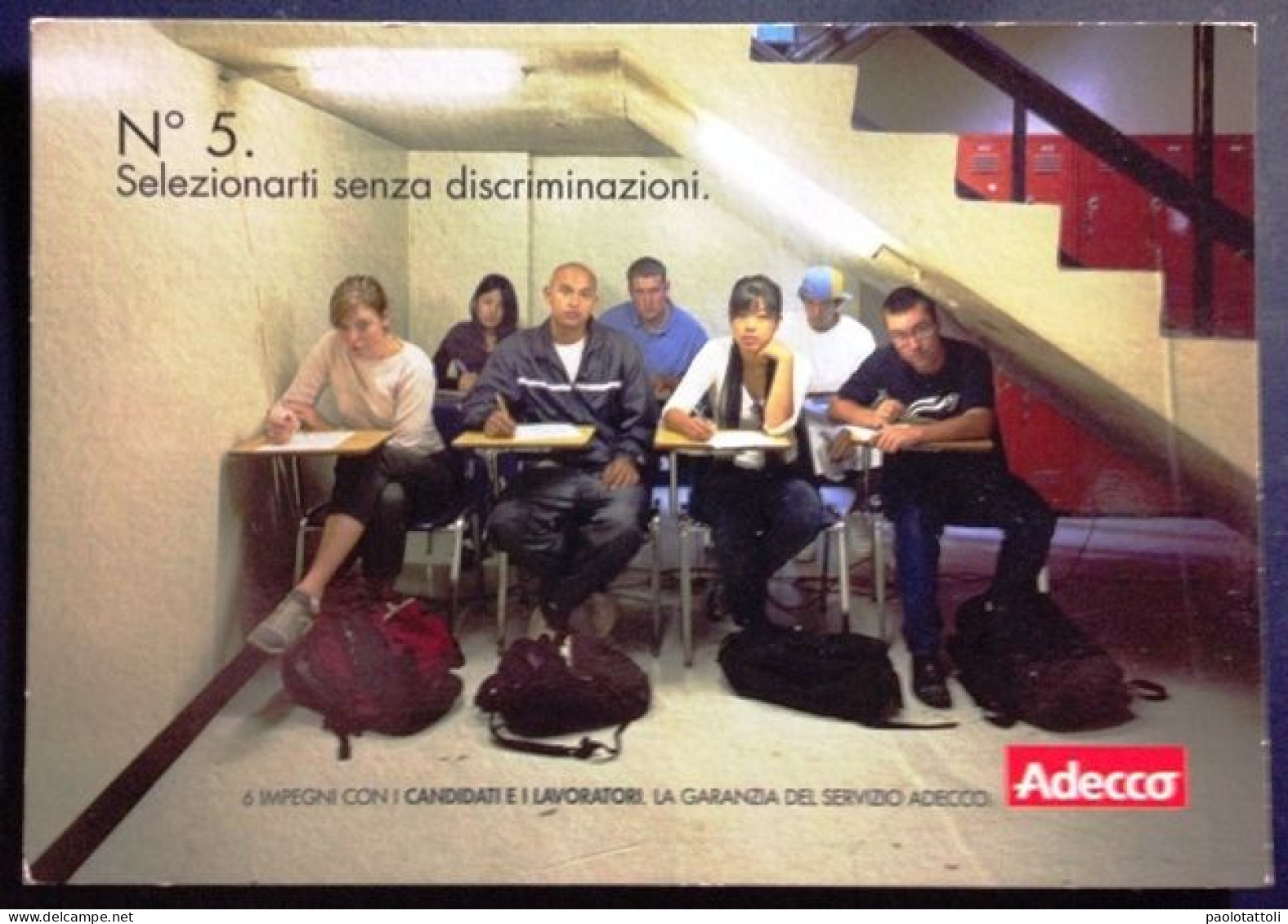 Advertising Cartboard And Postcard At Once. Adecco, Selezionarti Senza Discriminazioni. - Werbepostkarten