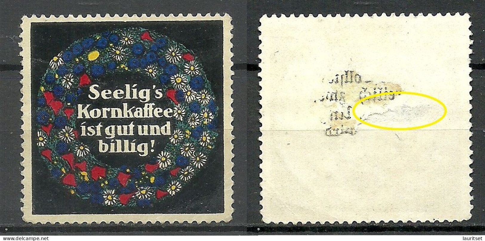 GERMANY Deutschland Ca. 1910-1915 Seelig`s Kornkaffee Vignette Advertising Poster Stamp Reklamemarke (*) NB! Thin! - Vignetten (Erinnophilie)
