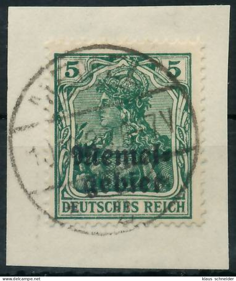 MEMEL 1920 GERMANIA Nr 1b Zentrisch Gestempelt Briefstück Gepr. X472F16 - Memelgebiet 1923