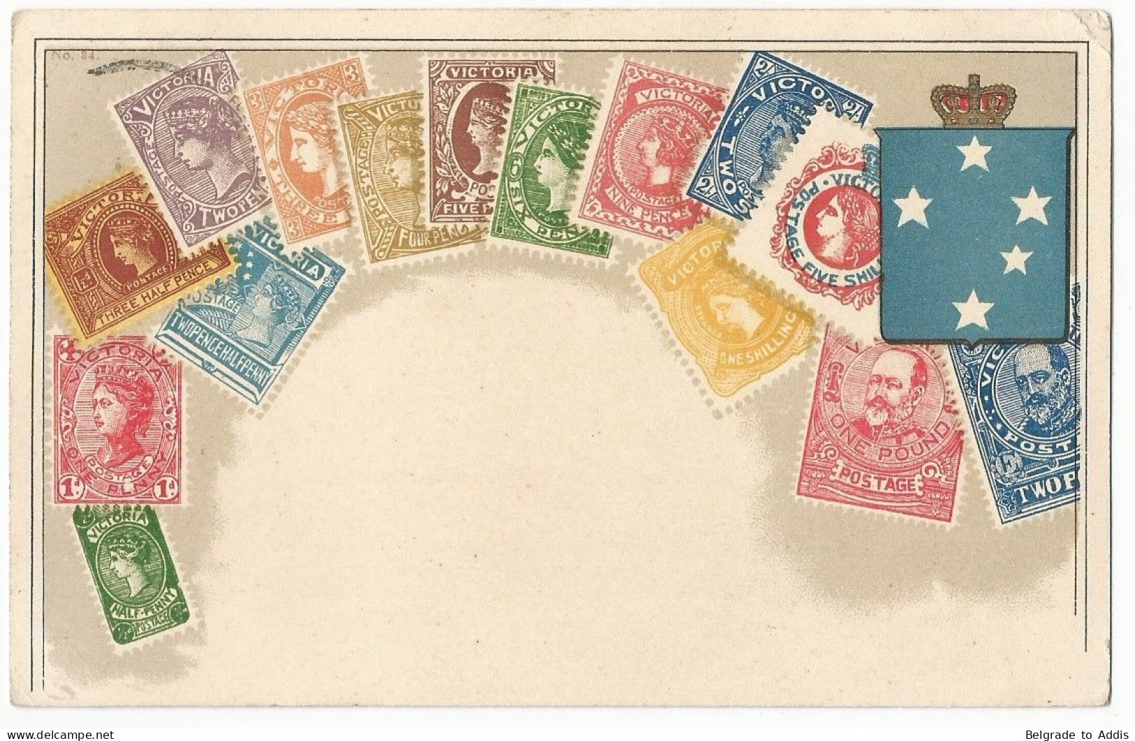 Australia Postcard Illustrated Stamps Of Victoria - Brieven En Documenten