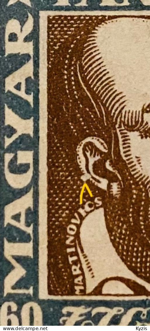 Hongrie - VARIÉTÉ - #200a Ignác Martinovics 60f Timbre-poste 1919 République Soviétique - NEUF AVEC GOMME - Unused Stamps