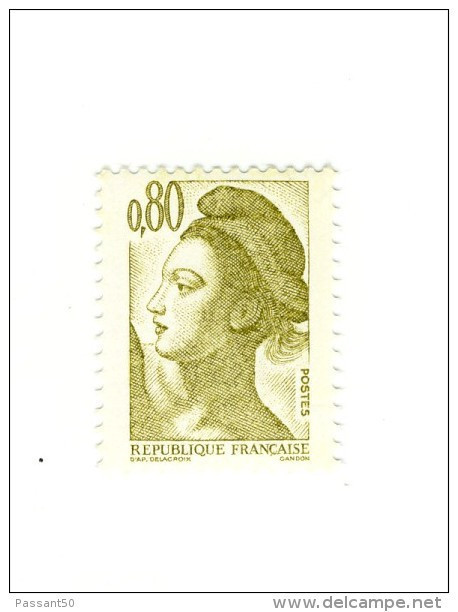 Liberté 0.80fr Olive YT 2241g Avec GOMME MATE. Pas Courant, Voir Le Scan. Cote YT : 3 €. - Unused Stamps