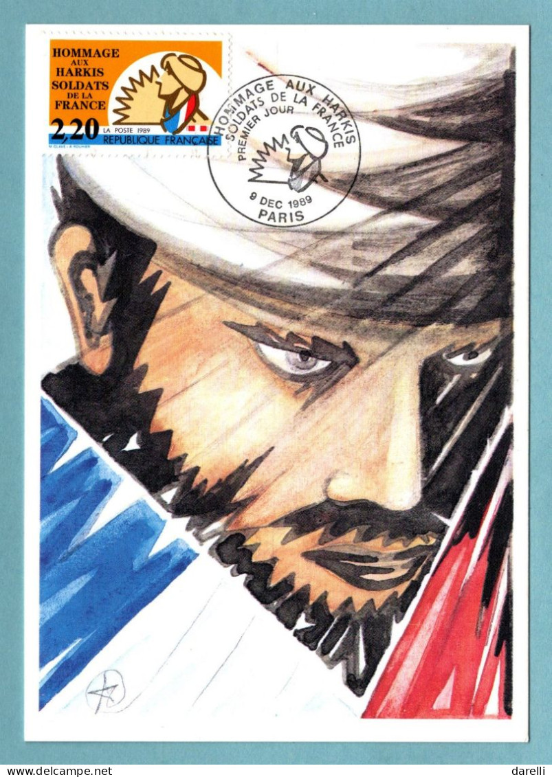 Carte Maximum 1989 - Hommage Aux Harkis Soldats De La France - YT 2613 - Paris - 1980-1989