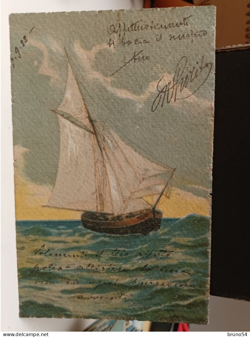 2 Cartoline Barche A Vela Illustrate ,anni 20, Serie Artistica Acquerello - Autres & Non Classés