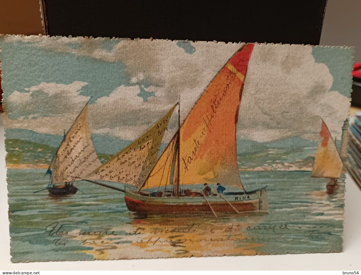 2 Cartoline Barche A Vela Illustrate ,anni 20, Serie Artistica Acquerello - Andere & Zonder Classificatie