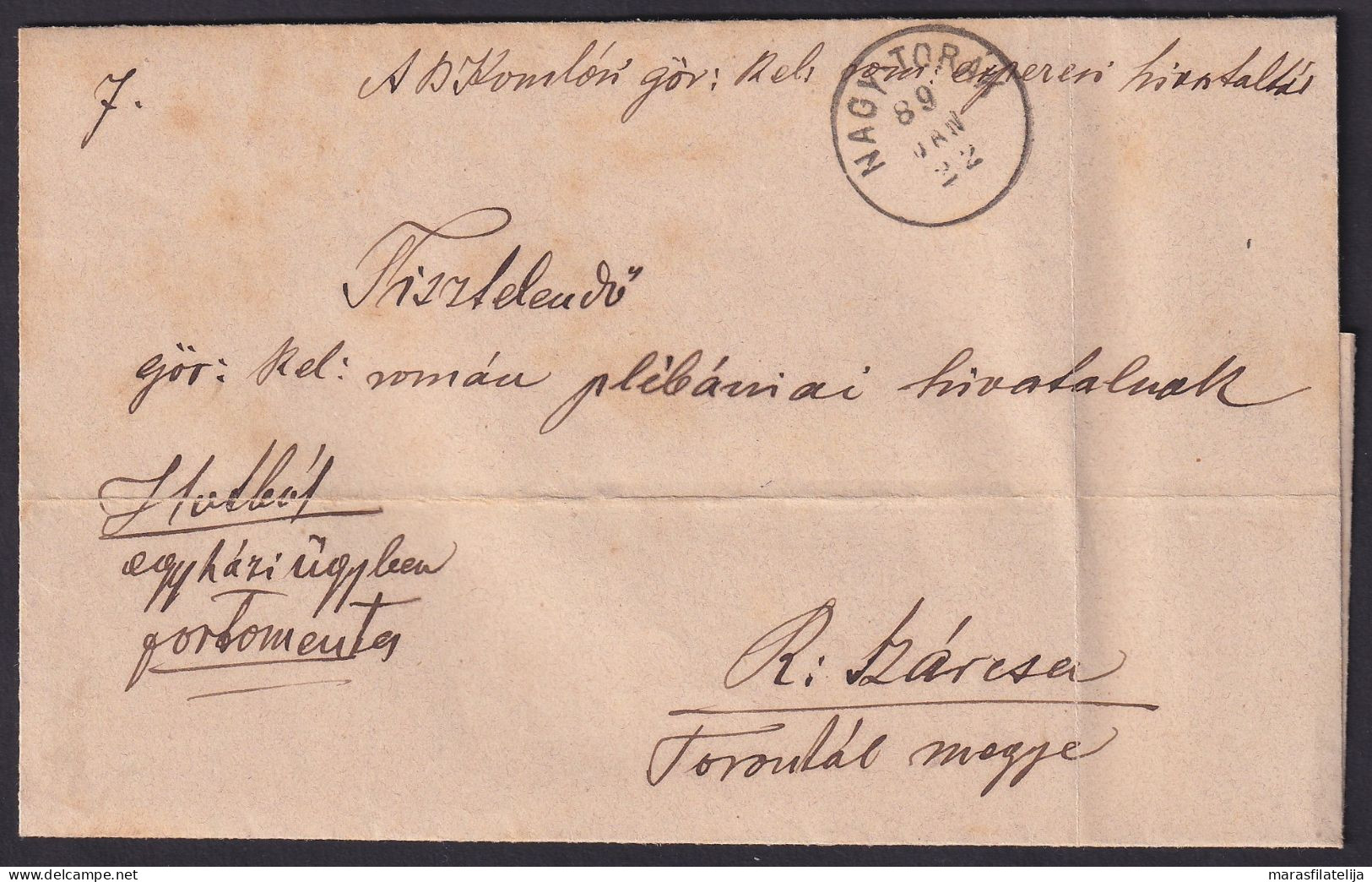 Hungary 1889, Serbia, Letter From Nagy Torak To Szarcsa - Otros & Sin Clasificación