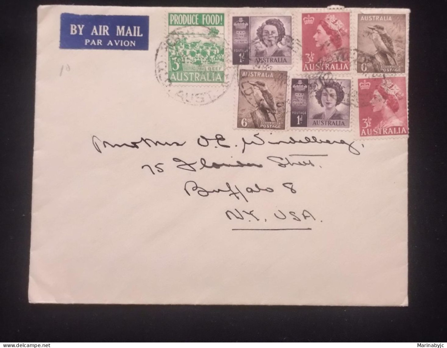 C) 1953. AUSTRALIA. AIRMAIL ENVELOPES SENT TO USA. MULTIPLE STAMPS. XF - Sonstige & Ohne Zuordnung