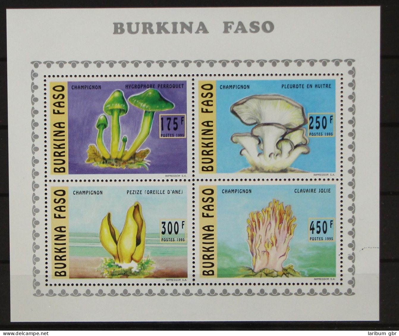 Burkina Faso 1380-1383 Postfrisch Kleinbogen / Pilze #GH097 - Burkina Faso (1984-...)