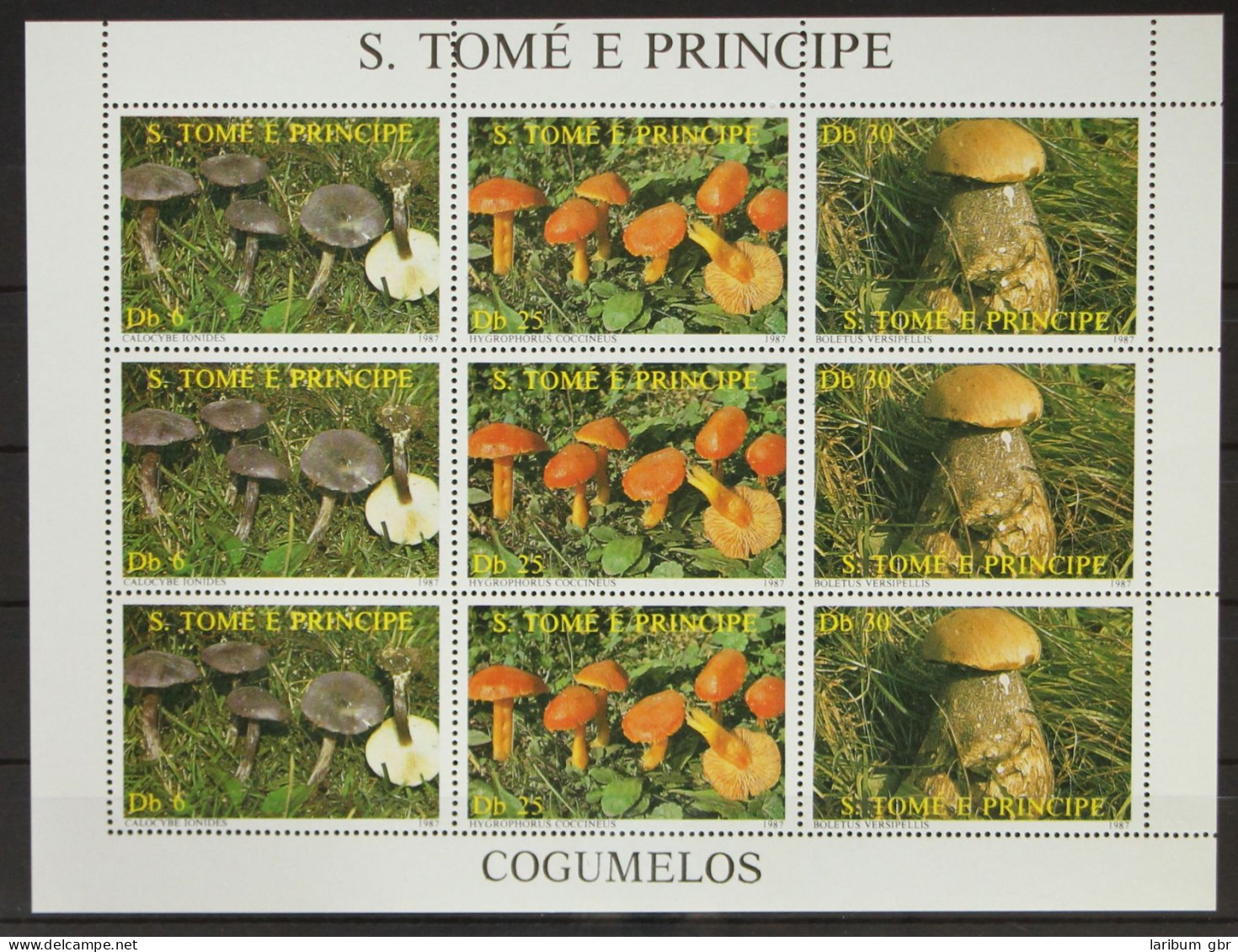 Sao Tome E Principe 1013-1015 Postfrisch ZD-Bogen / Pilze #GH325 - São Tomé Und Príncipe