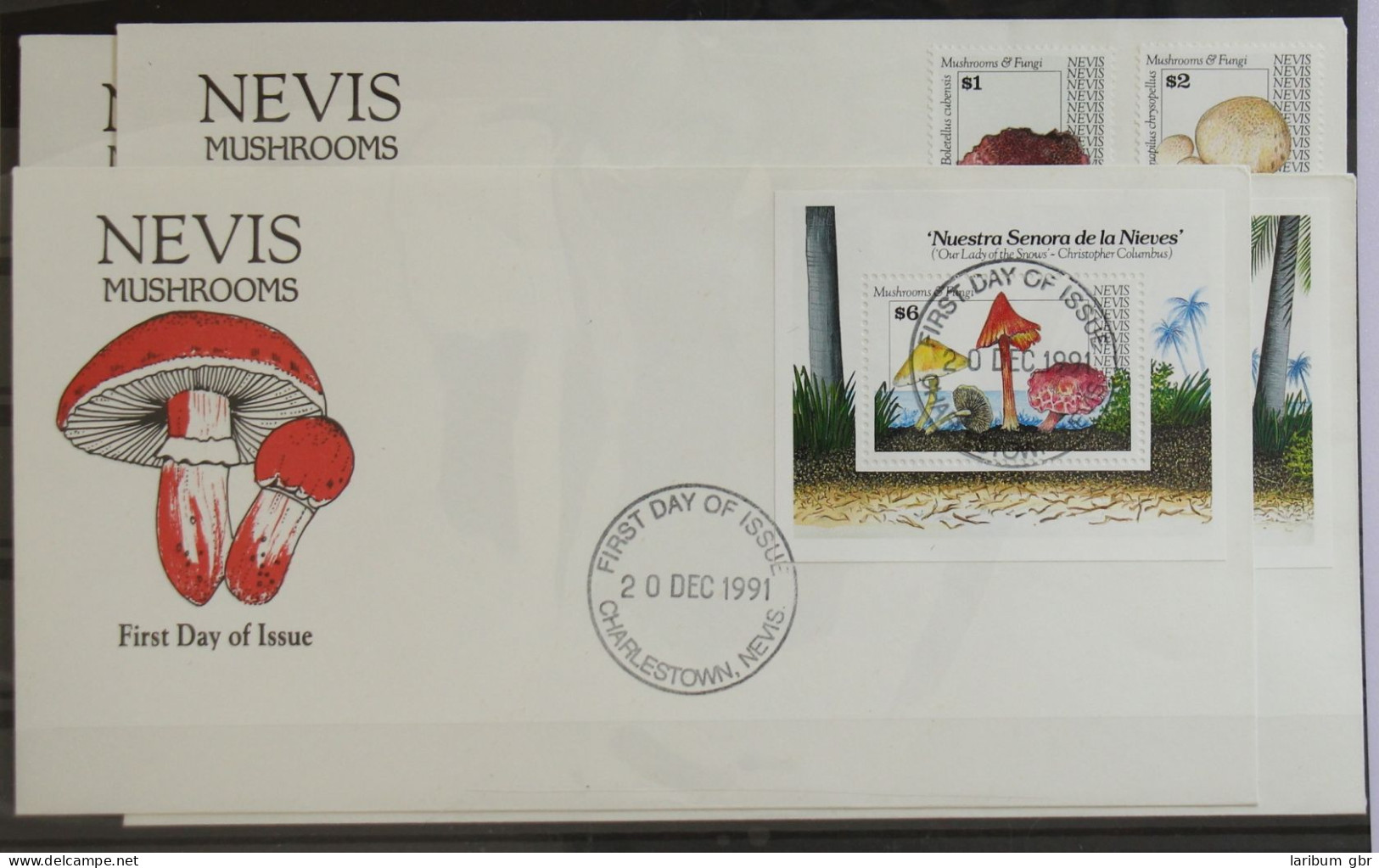 Nevis 637-644 Und Block 38 Und 39 Gestempelt Als FDC / Pilze #GG360 - St.Kitts En Nevis ( 1983-...)