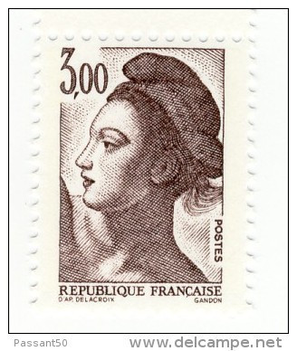 Liberté 3fr Brun YT 2243c En GOMME MATE Et PAPIER MAT. Pas Courant, Voir Le Scan. Cote YT : 5 €, Maury N° 2248a : 5 €. - Unused Stamps