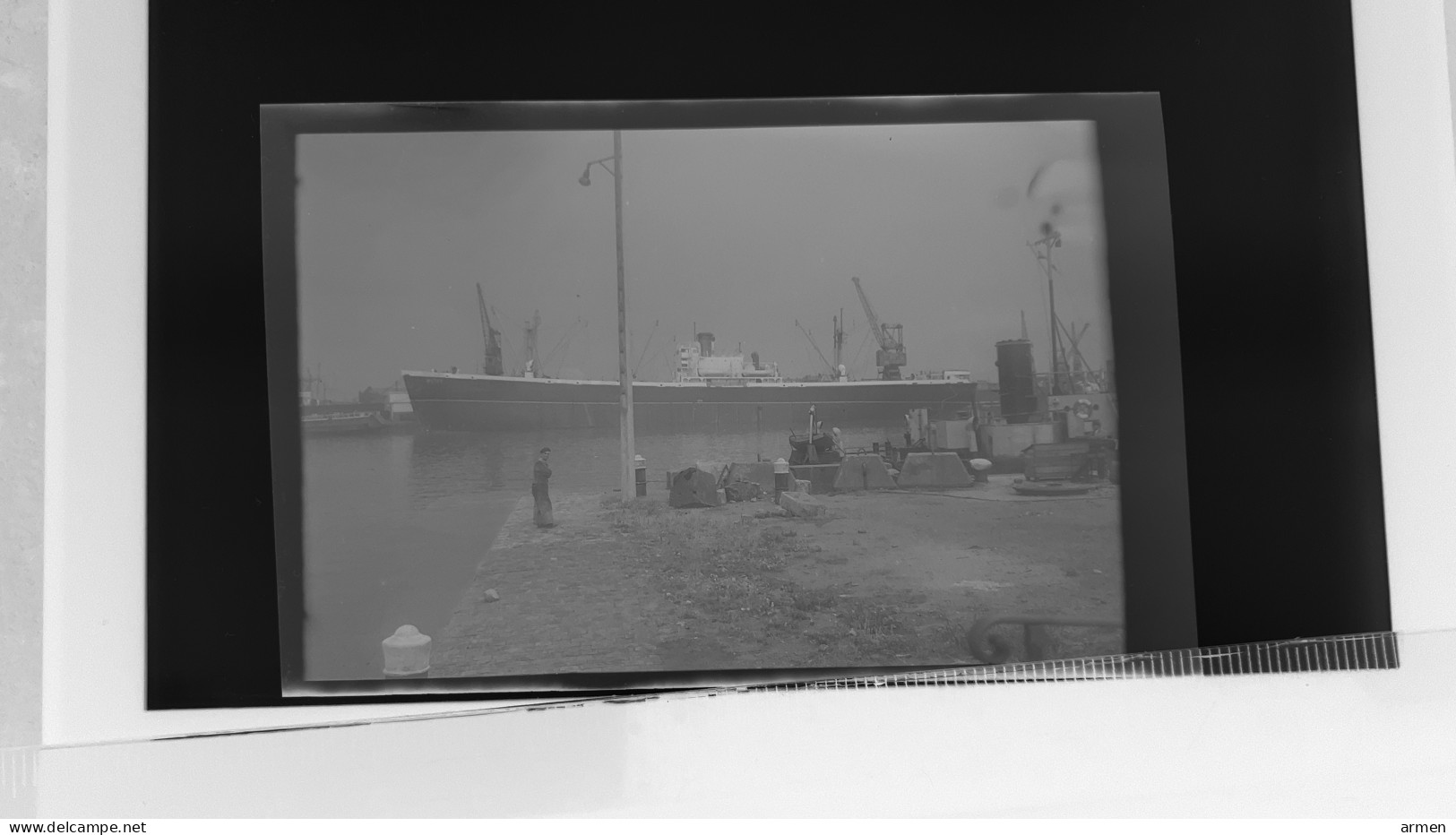 Négatif Film Snapshot - Docks Ship Navire Cargo «  TRUN «  A Identifier - Glasplaten