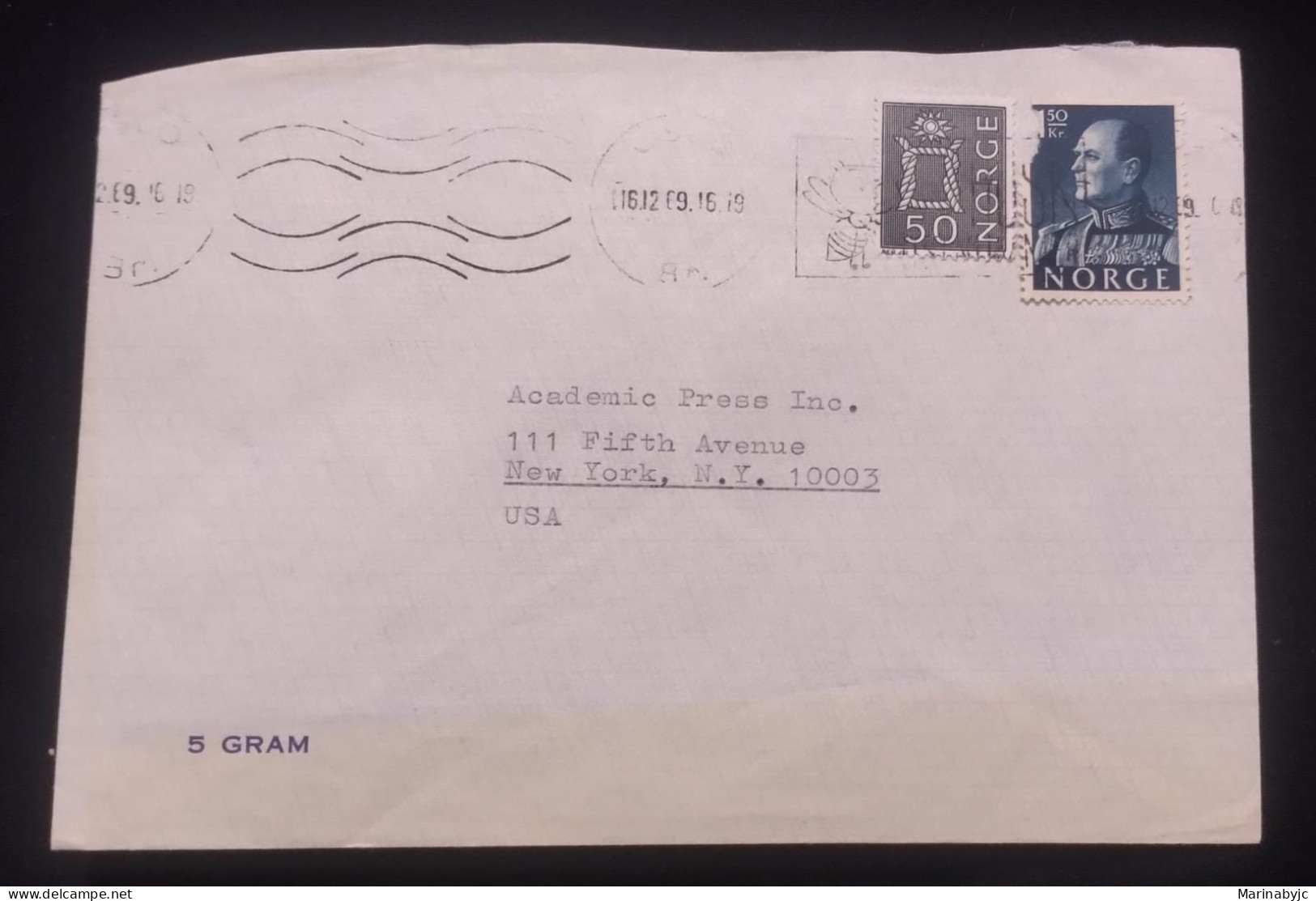 C) 1969. NORWAY. AIRMAIL ENVELOPES SENT TO USA. DOUBLE STAMP. XF - Altri & Non Classificati