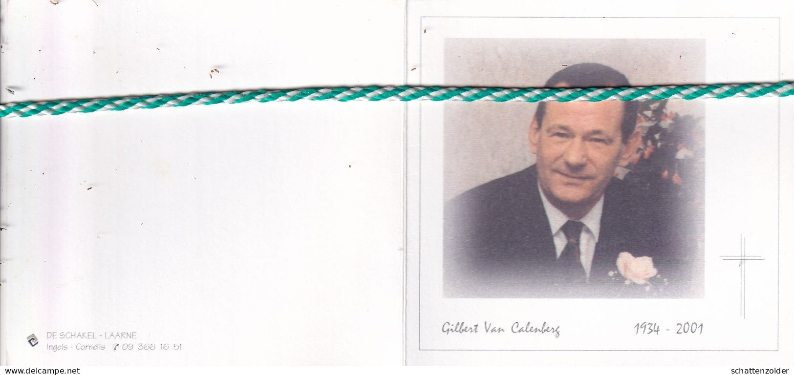 Gilbert Van Calenberg-Willems, Wetteren 1934, Gentbrugge 2001. Foto - Décès