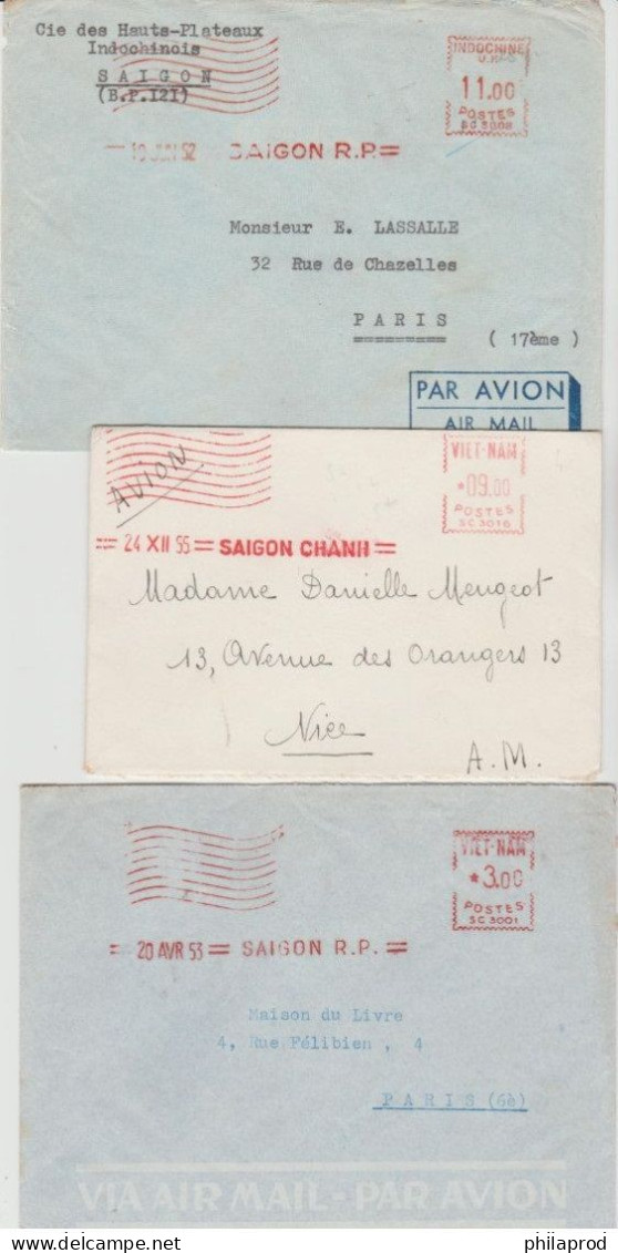 S.VIETNAM   METER CANCEL  On 6 Covers  1952-1953-1955-1962-1966..    Réf 6 - Viêt-Nam