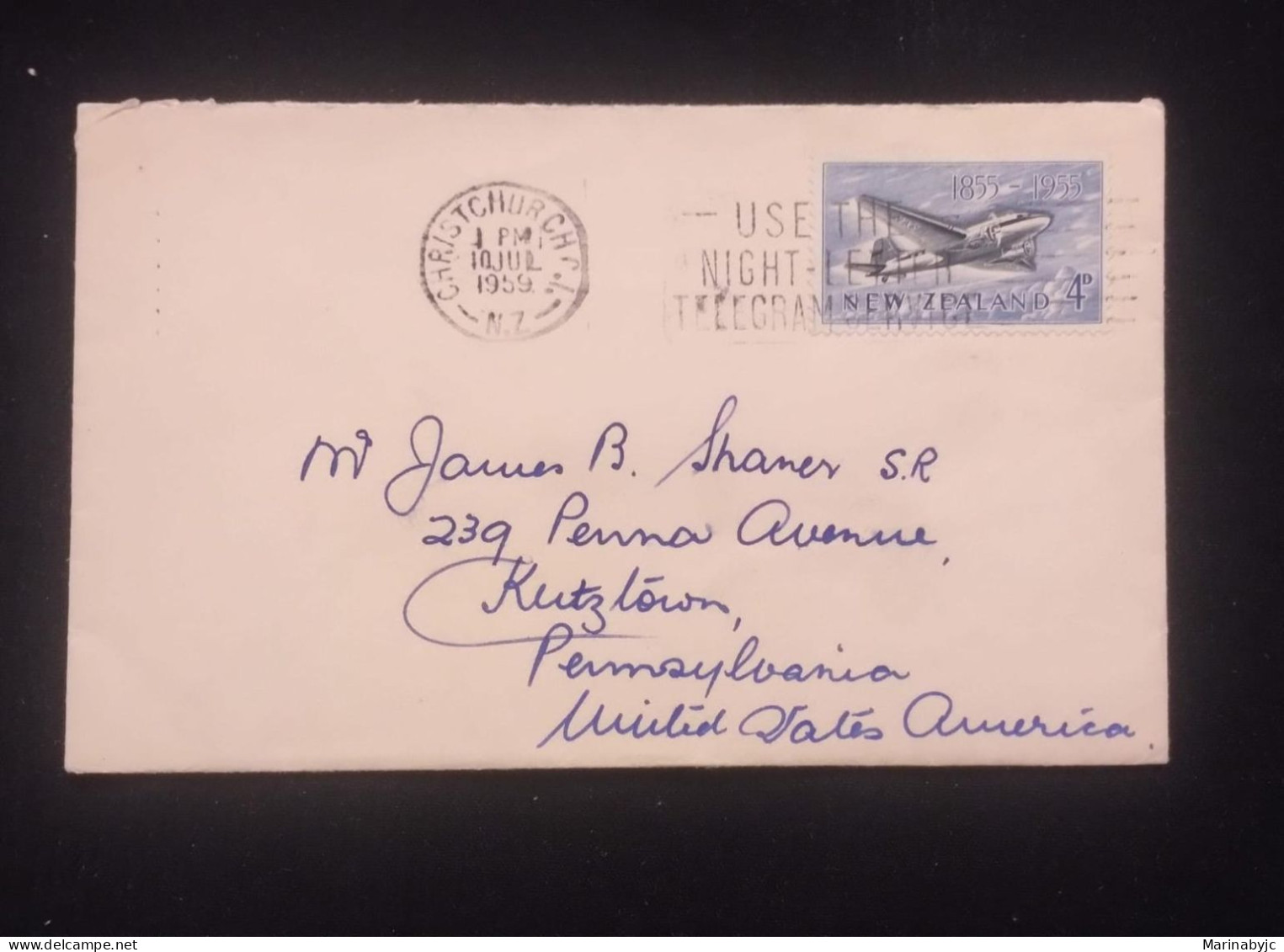 C)1959. NEW ZEALAND. AIRMAIL ENVELOPE SENT TO USA. XF - Autres & Non Classés