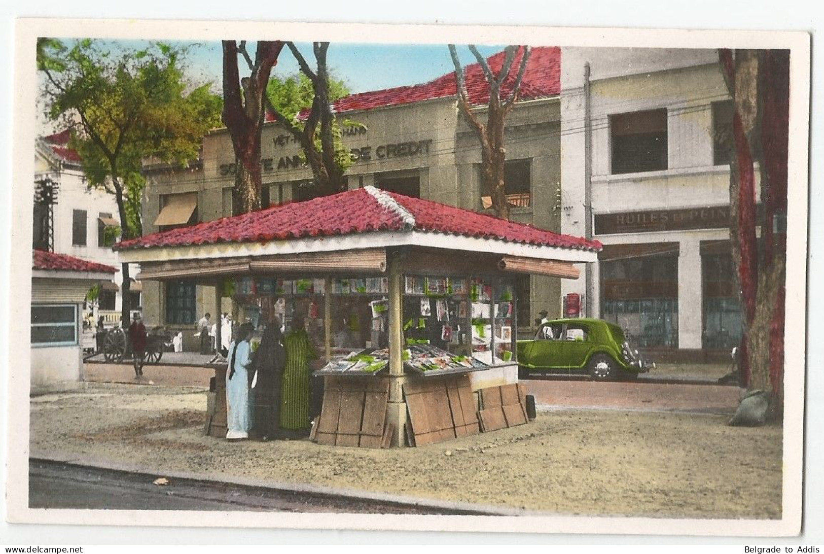 Viêt-Nam Sud Vietnam Postcard Carte Postale CPA Saigon 1953 Kiosque Librairie Citroën - Vietnam