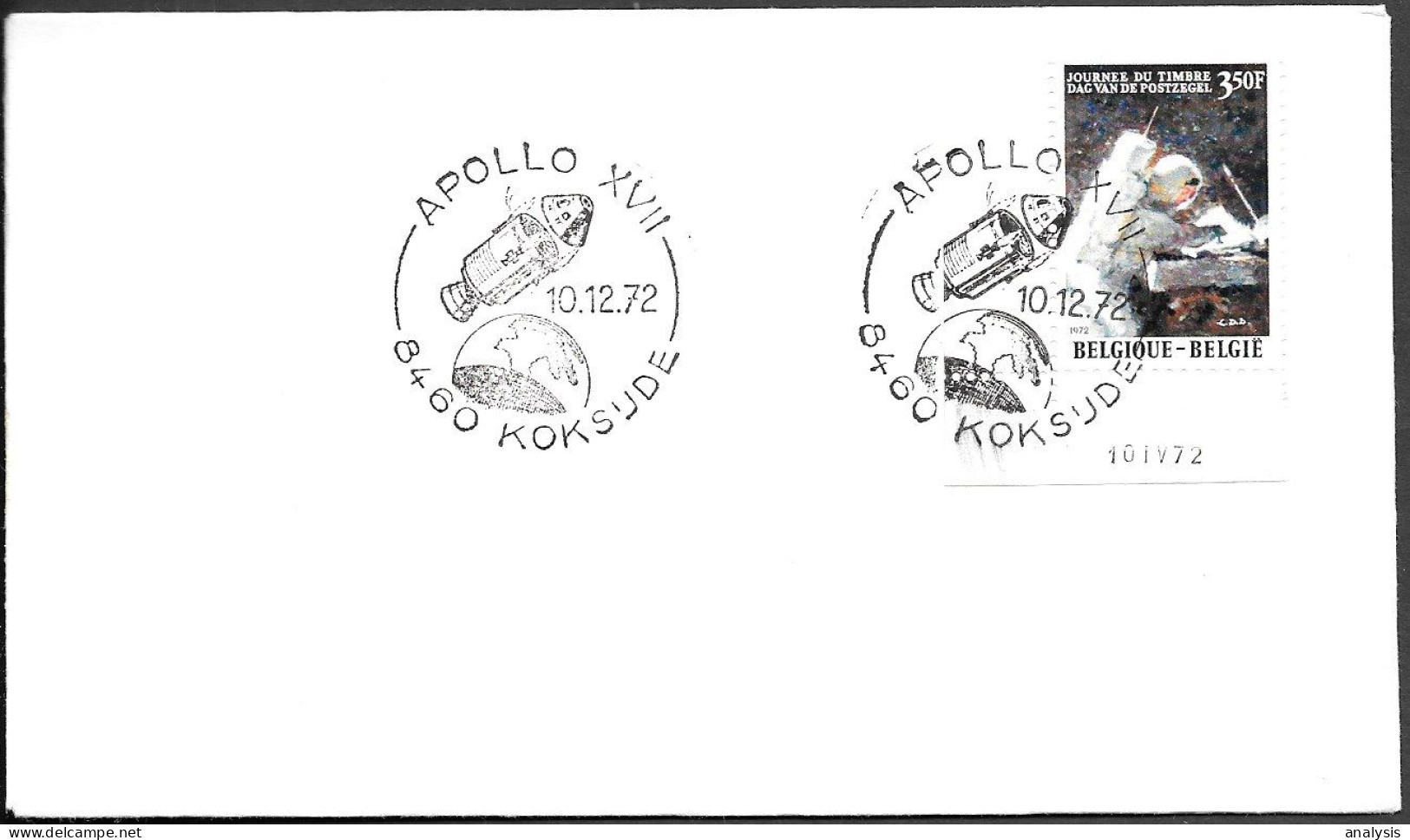 Belgium Space Cover 1972. "Apollo 17" - Europa