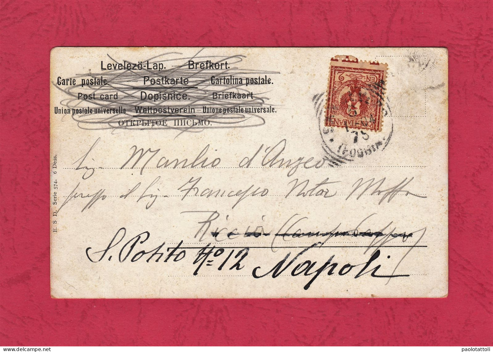 Relitto Di Veliero, Vessel Wrecked- Small Size Post Card, Back Not Divided, Stamped And Mailed 1904, Ed. ESD Serie 574, - Segelboote