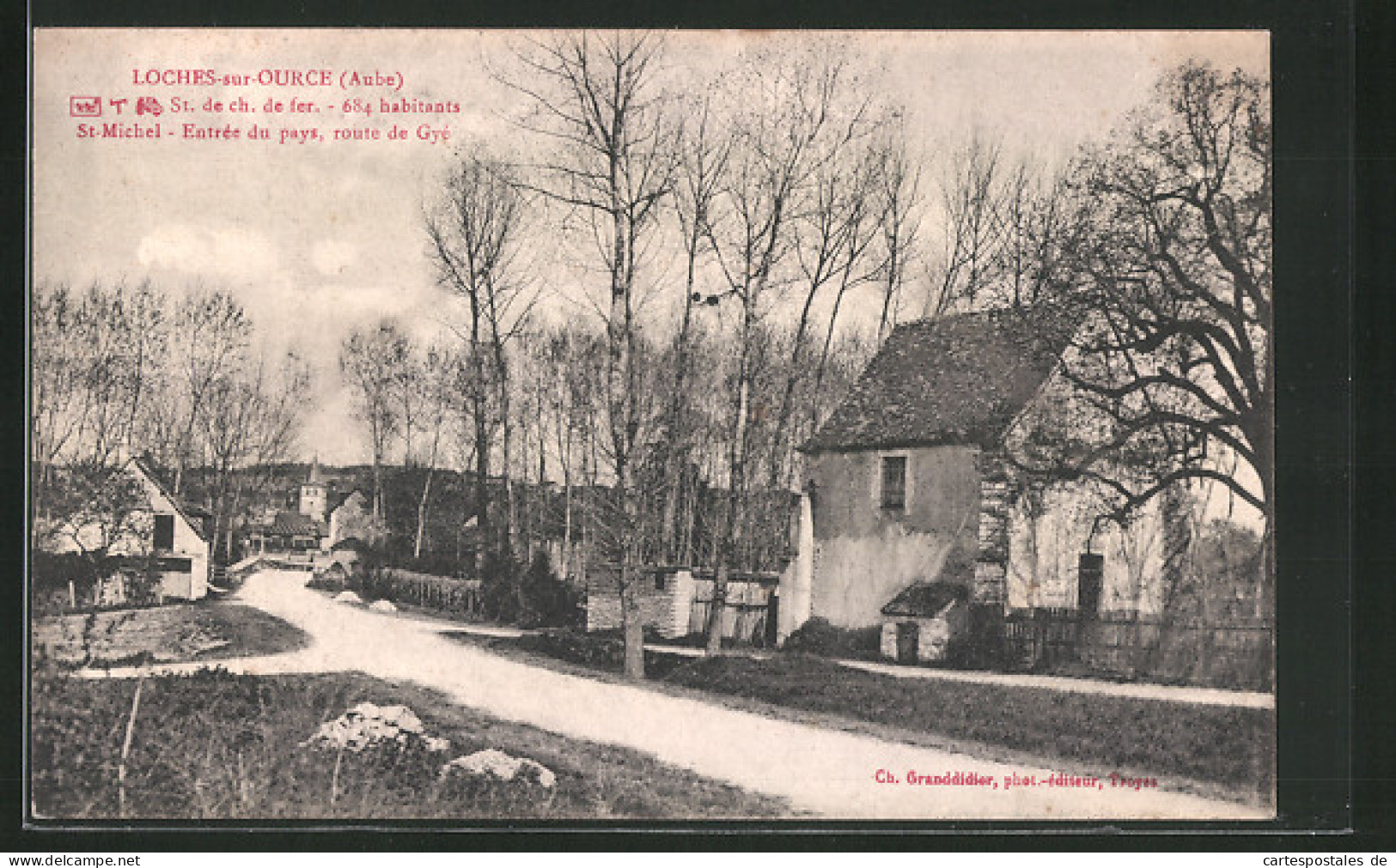 CPA Loches-sur-Ource, Entrée Du Pays, Route De Gyé  - Other & Unclassified