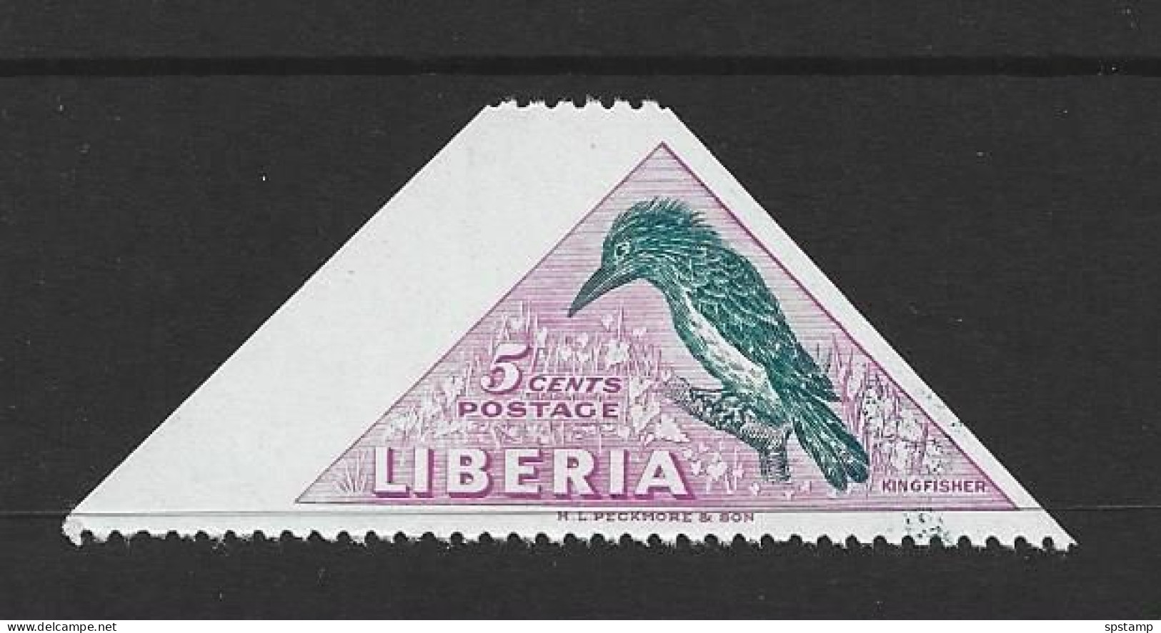 Liberia 1953 Birds 5c Kingfisher Error Imperforate 2 Sides Marginal Single MNH - Sonstige & Ohne Zuordnung