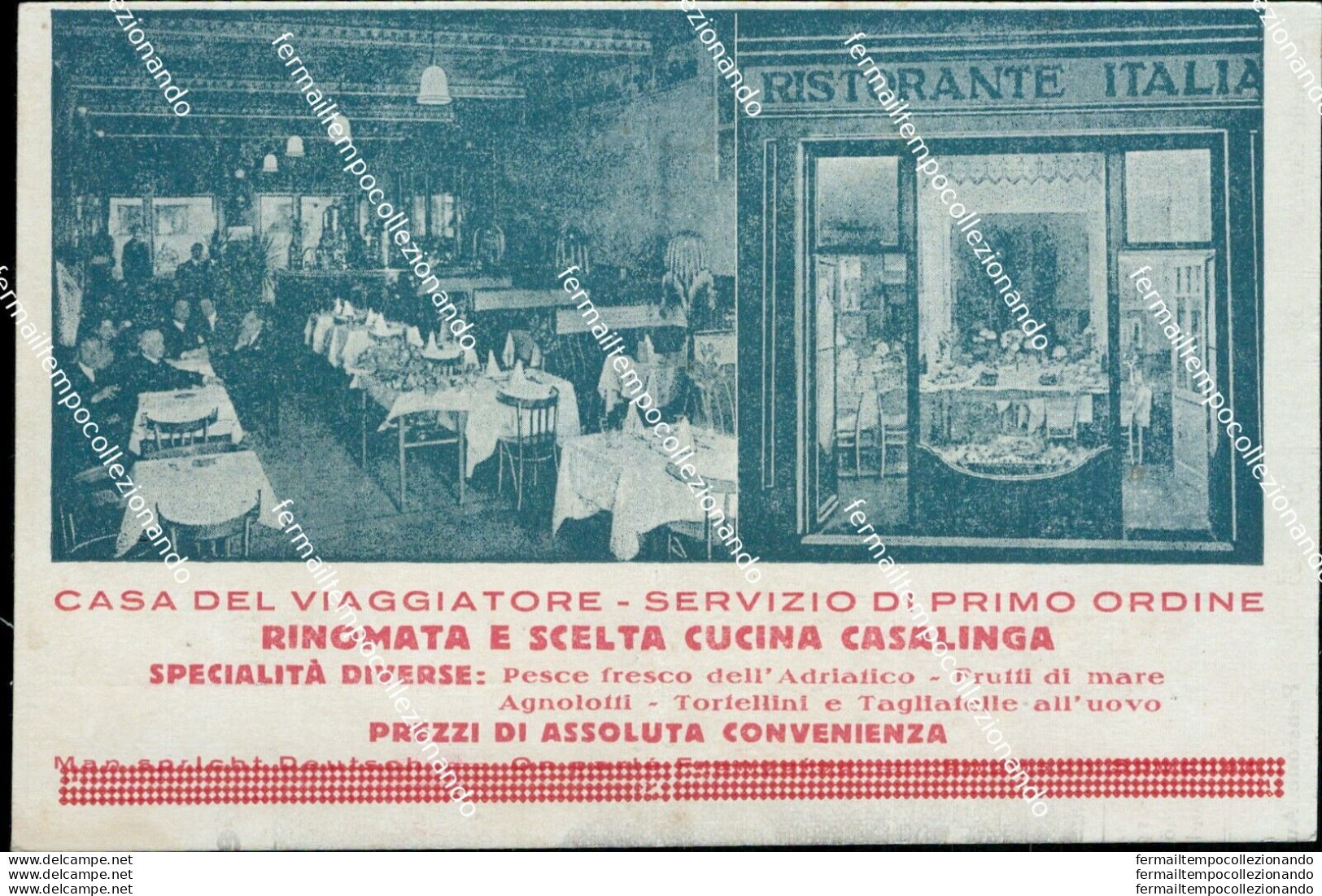 Ba258 Cartolina Trento Citta' Ristorante Italia Piega Centrale Bella!! - Trento