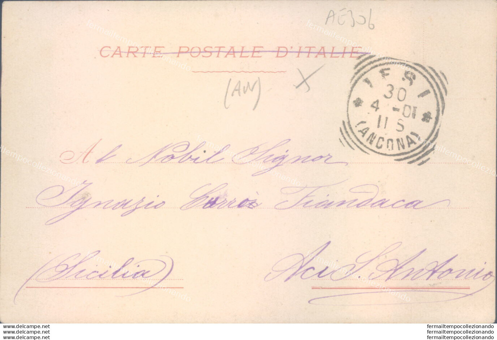 Ae306 Cartolina Jesi Posta Telegrafo 1901 Provincia Di Ancona - Ancona