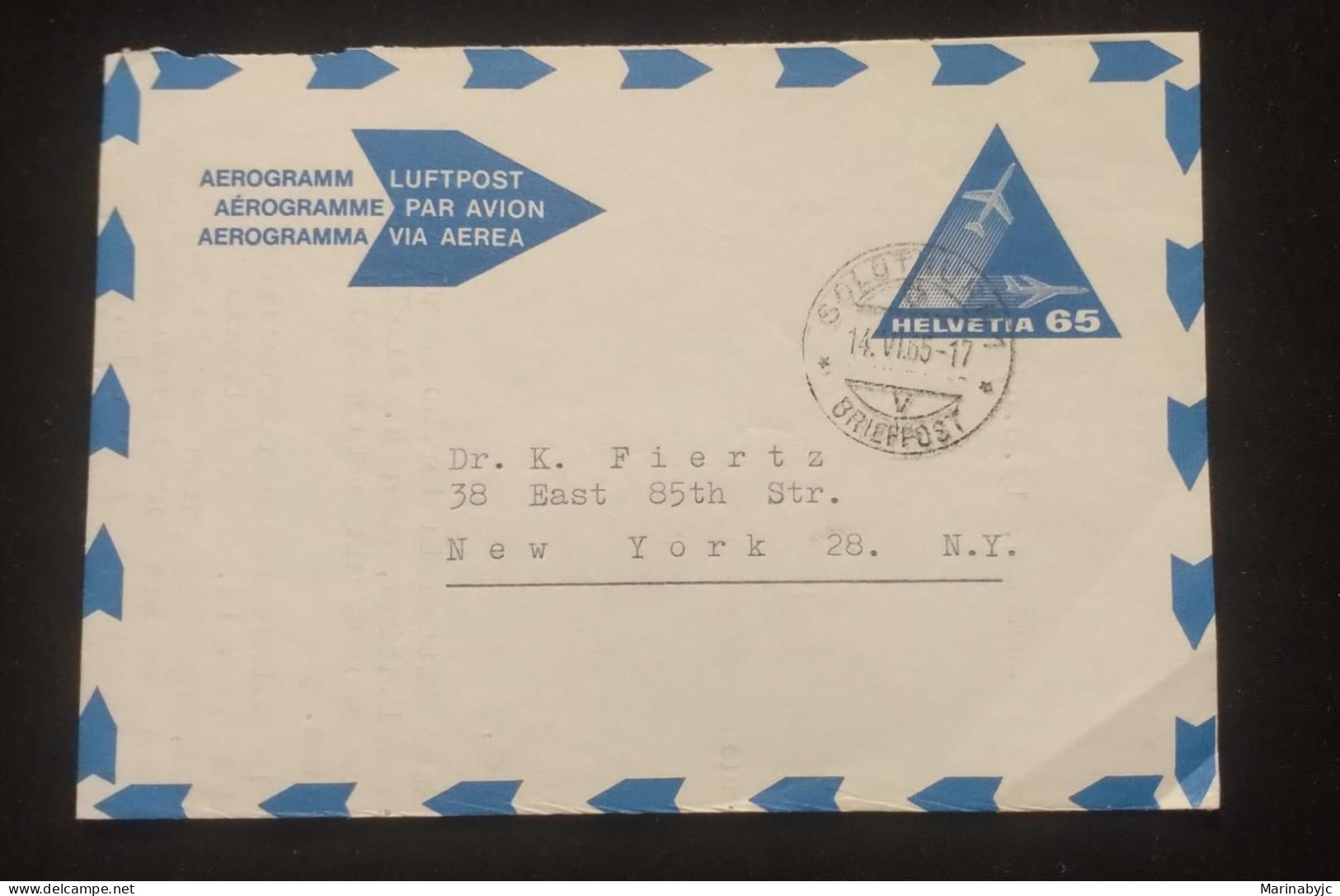 C) 1965. SWITZERLAND. AIRMAIL ENVELOPE SENT TO USA. XF - Otros & Sin Clasificación