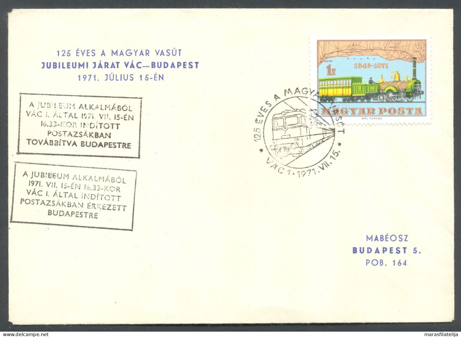 Hungary 1971, Railway Jubilee, Special Postmark & Cover - Altri & Non Classificati